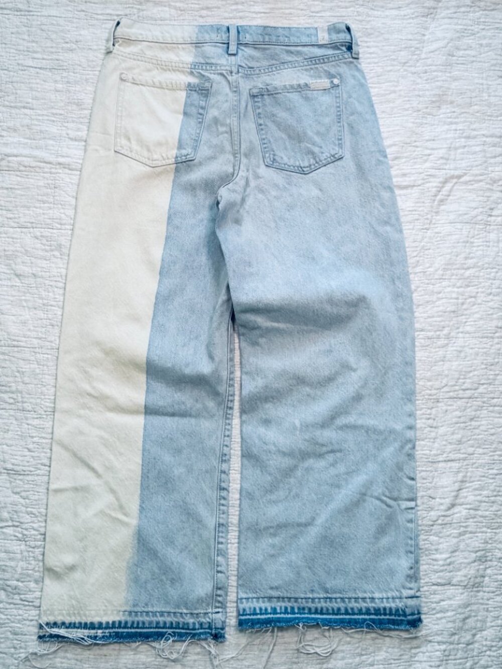 7 For All Mankind Two Tone Wide Leg Cropped Alexa Jeans White Women's 28 - Picture 3 of 7